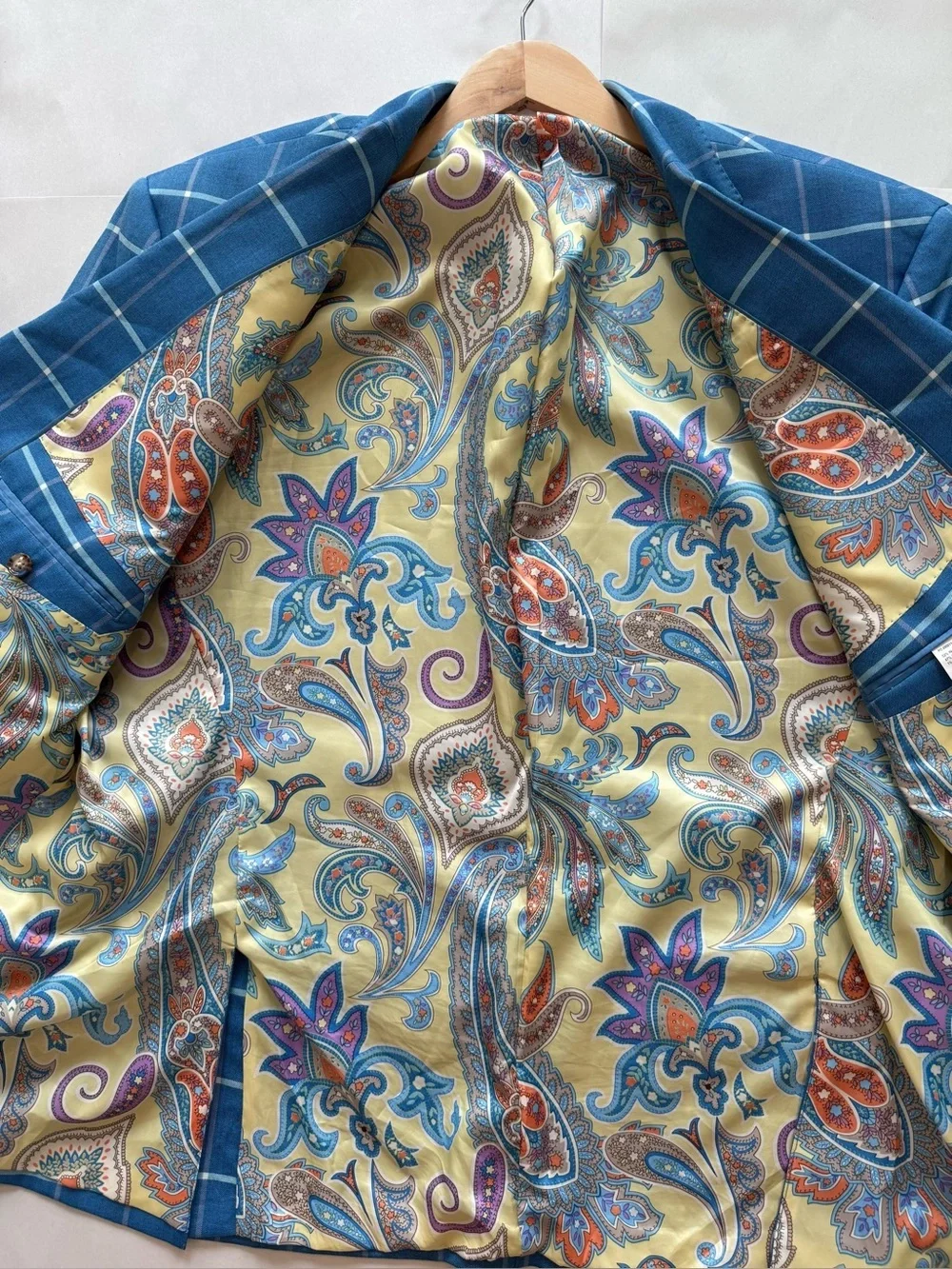 Tayion Montee Holland Windowpane 2 Button Sport Coat Paisley Lining 48R